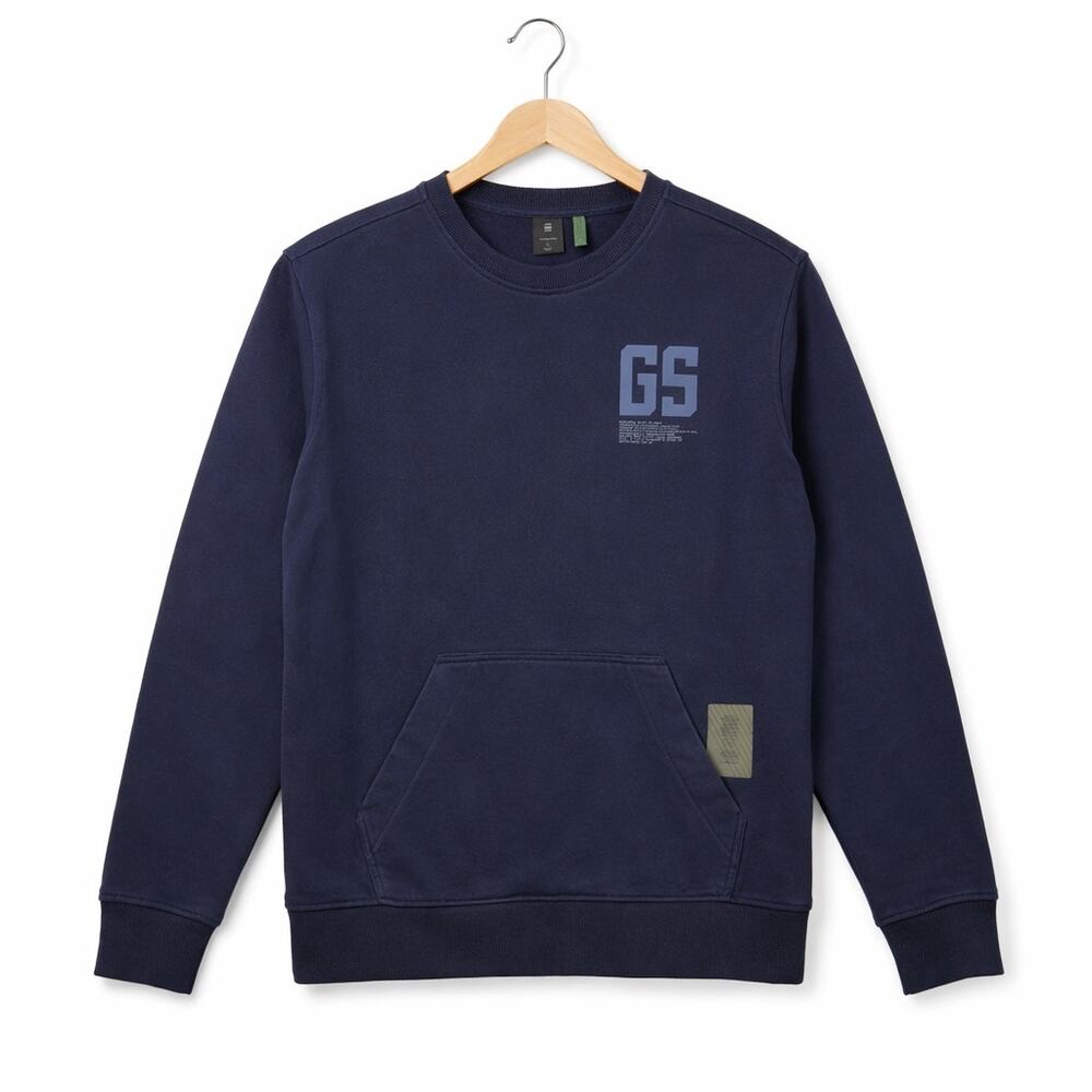 G-Star RAW Crewneck Sweatshirt Mens Large Navy Stitch Pocket Graphic Logo